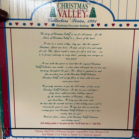 Christmas Valley Village Orig Collectors Series East Market Union Building 1991 - Picture 10 of 14